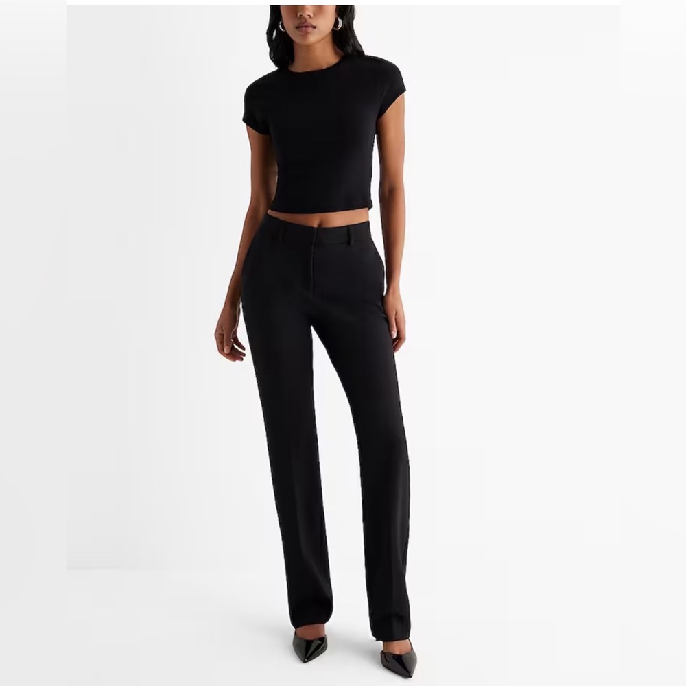 Express Columnist Mid Rise Bootcut Pant - Pitch Black